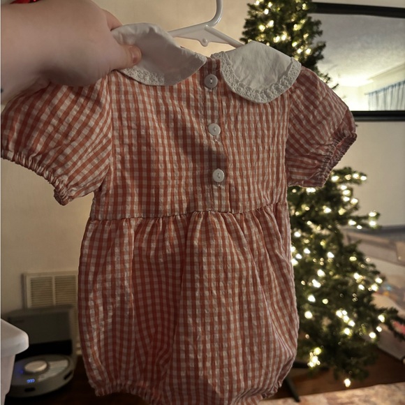 Red and White Gingham Baby Romper - Picture 2 of 2